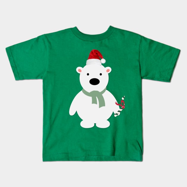 Christmas Polar Bear Kids T-Shirt by DesignsbyZazz